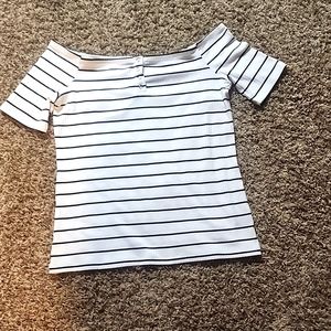 Striped off the shoulder top
